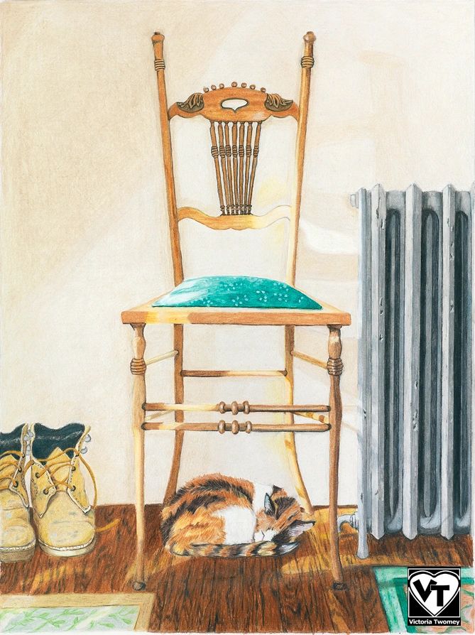 "Her Favorite Place"
Colored Pencil on Paper, 18" x 24" 
Buy Giclee Prints (4 sizes, w/wo Mat), Note