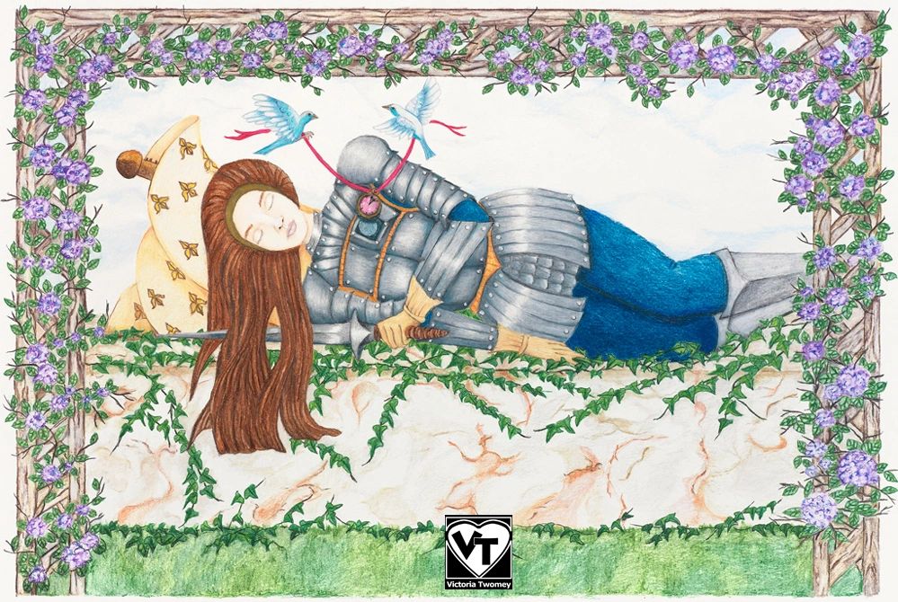 "Joan of Arc's First Moments in Heaven"
Colored Pencil on Paper, 30" x 22" 
Giclee print, notecards