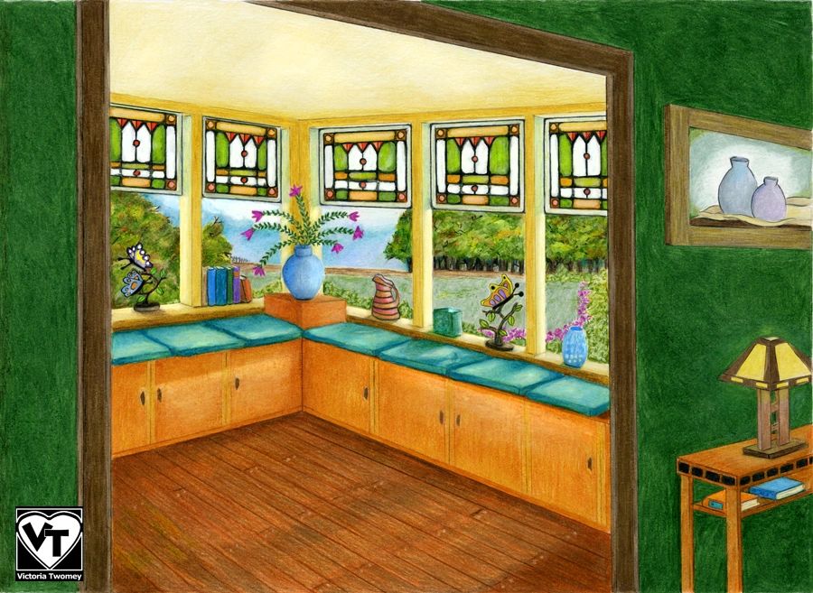 "The Butterfly Room"
Colored Pencil on paper, 24" x 18" 
Original, Giclee Prints, Notecards