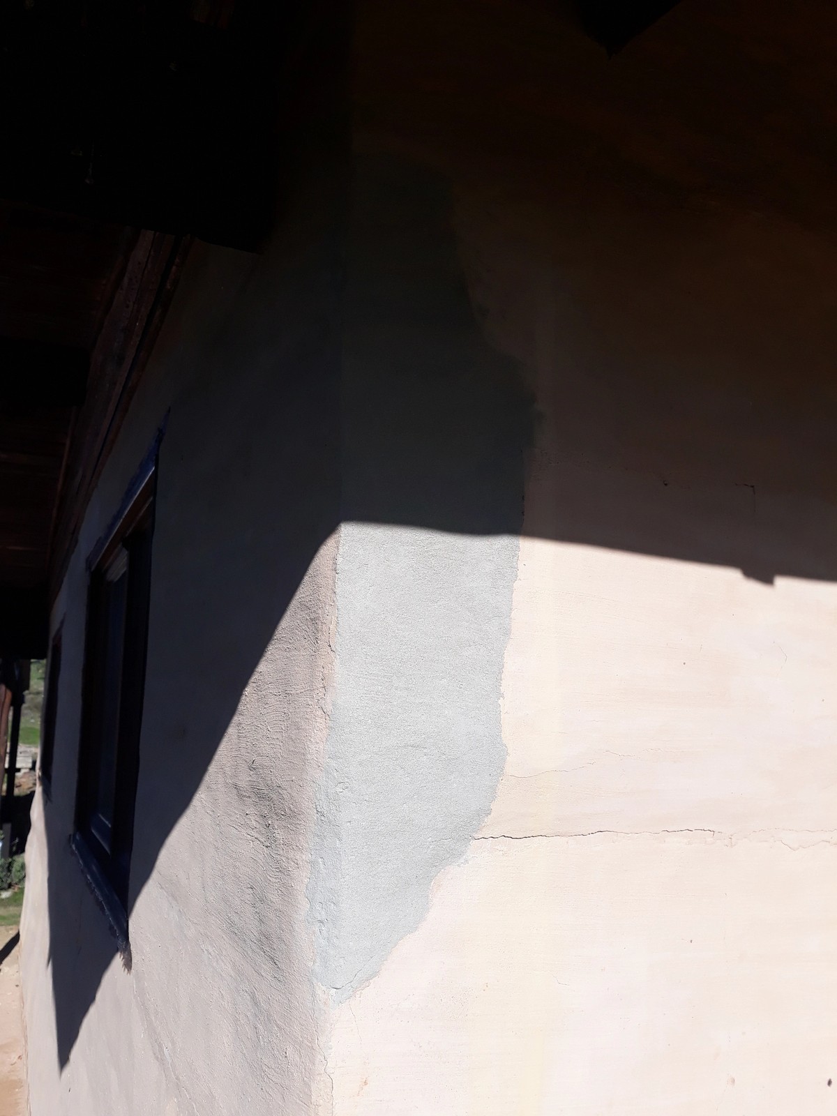 Mud brick restoration in progress
