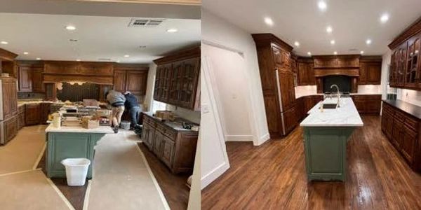 THIS A BEFORE & AFTER OF A HOME KITCHEN FINAL CLEAN AFTER CONSTRUCTION