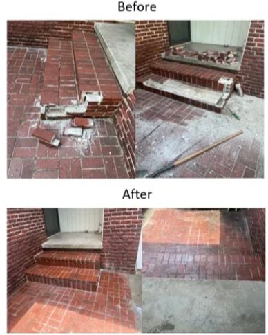 Brick entry step repair/