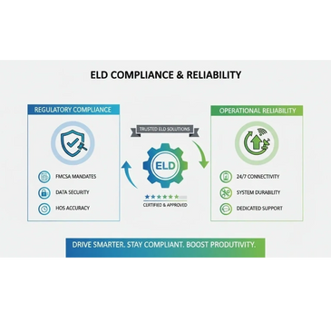 Diagram showing ELD compliance and reliability with regulatory and operational factors.