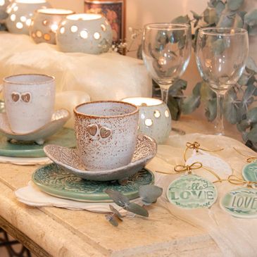 table setting of wedding ceramics