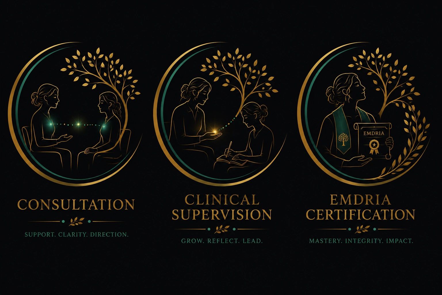 Three stages: Consultation, Clinical Supervision, and EMDRIA Certification.