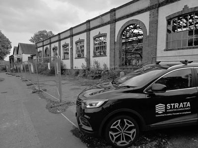 Strata Asbestos Consultancy survey vehicle attending a commercial asbestos survey.