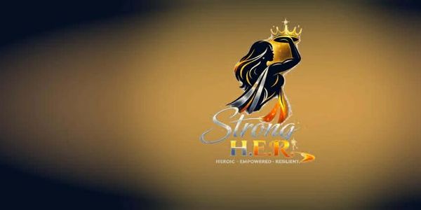 Silhouette of a woman holding a crown with the text 'Strong HER'.