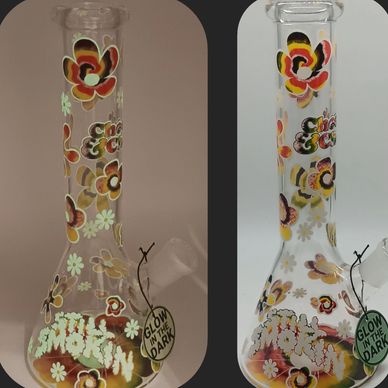 CHEECH N CHONG STILL SMOKING TYE DYE GLOW IN DARK BONG