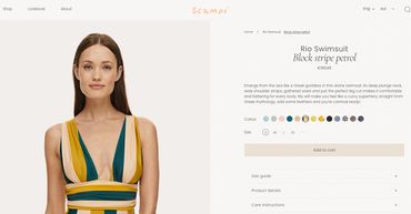 Website copy for swimwear company Scampi.