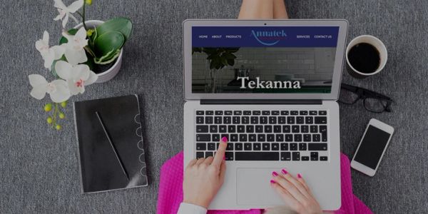 Person working on a laptop with Tekanna on screen.