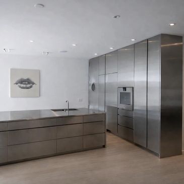 custom made stailess steel cabinets and full kitchen for residential project in Toronto