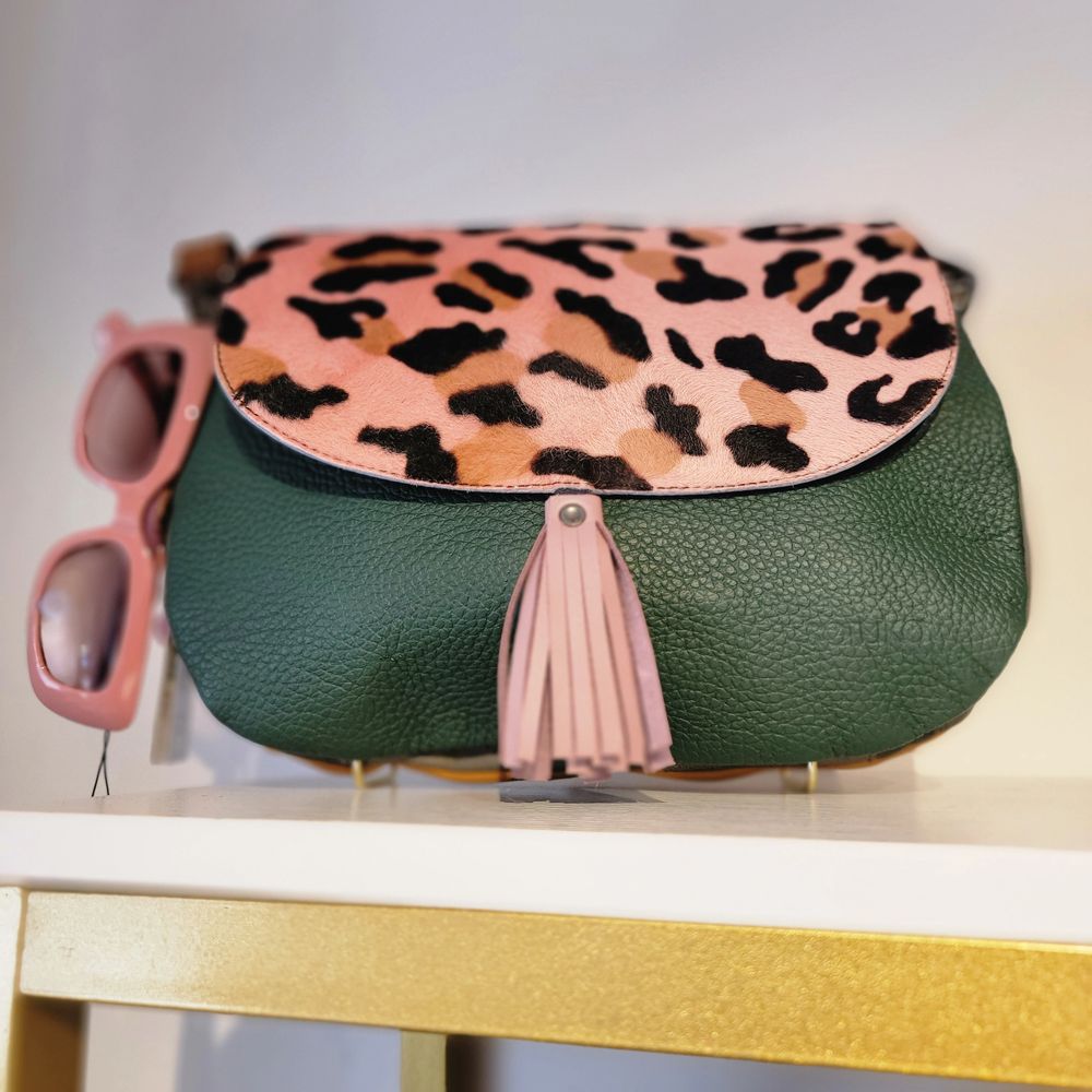 Pink and green Soruka handbag