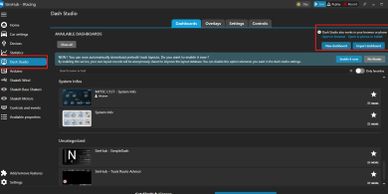 SimHub navigation for Dash Studio