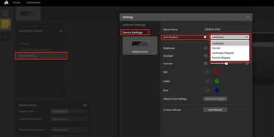 iCUE Xeneon Edge Screen Orientation selection