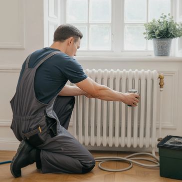 A radiator being Installed by GRHP In Newcastle