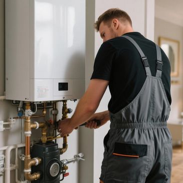 A gas boiler being services by GRHP In Durham
