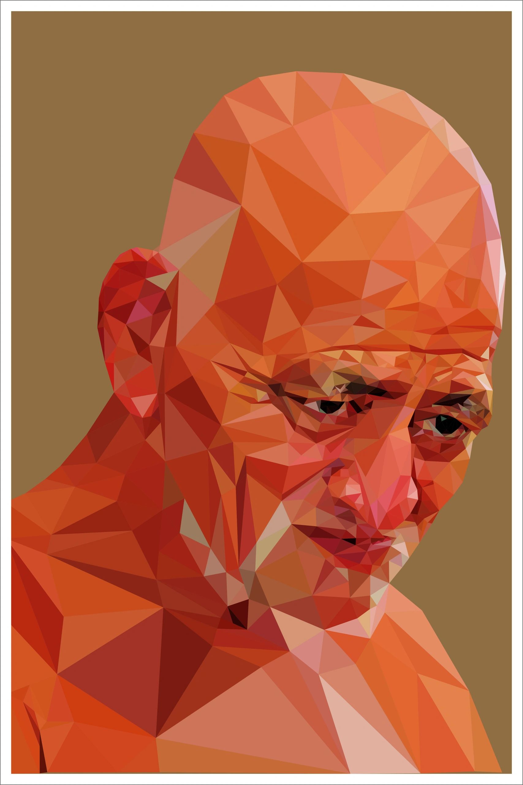 "Detailed dot art portrait of elderly man – traditional handmade artwork on canvas"