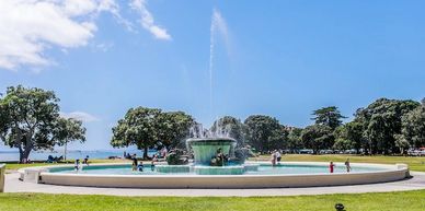 Mission Bay fountain during summer days 