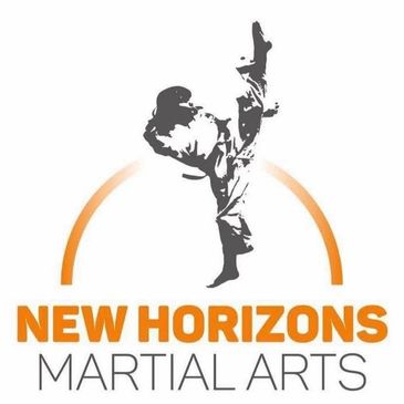 Logo of New Horizons Martial Arts featuring a high-kicking martial artist.