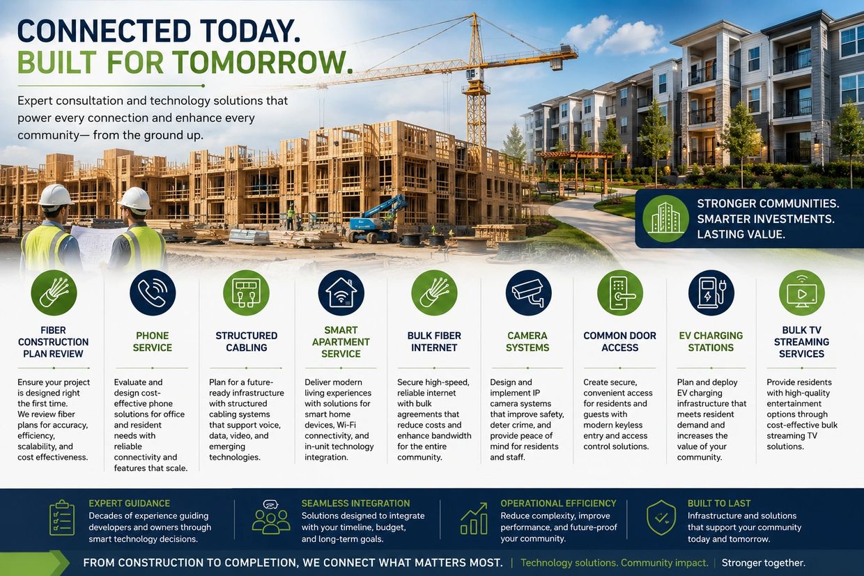 Construction and technology services enhancing community living and connectivity.