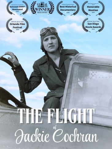 Promotional poster for 'The Flight of Jackie Cochran' documentary.
