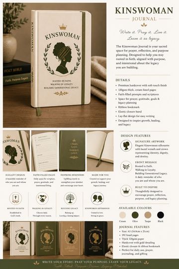 Kinswoman Journal with elegant design for faith and legacy planning.
