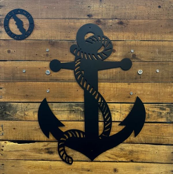 anchor with rope, metal art, island metal arts