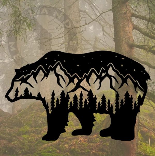 bear, northern lights, metal art, island metal arts