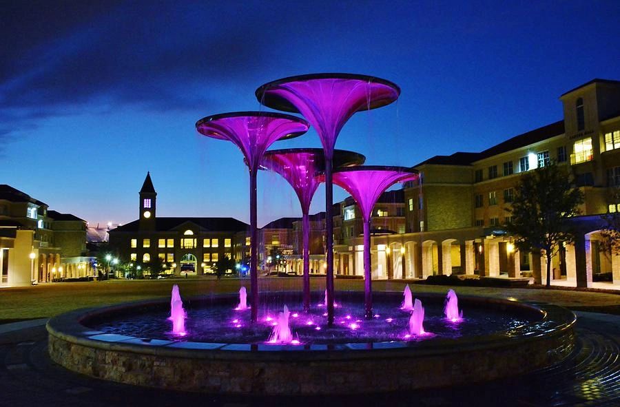 Texas Christian University fountain on the campus of TCU