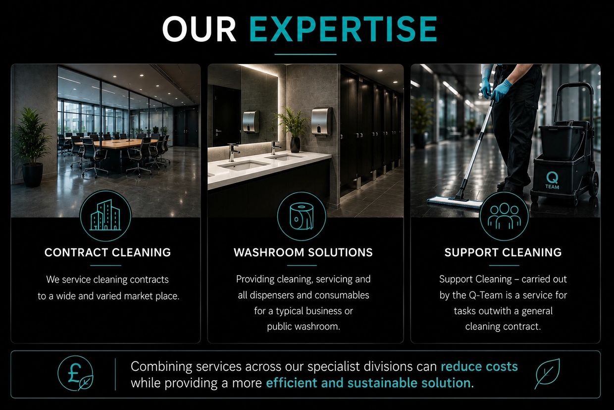 Expert cleaning services: contract cleaning, washroom solutions, and support cleaning.