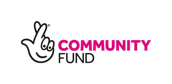 Logo of the Community Fund with a smiling hand symbol and bold text.