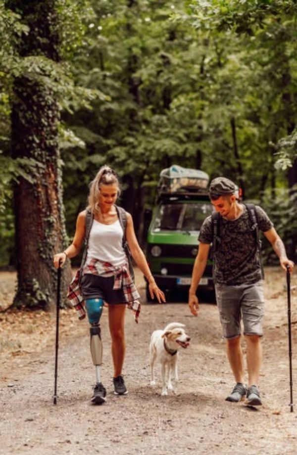 Couple bonding in a forest