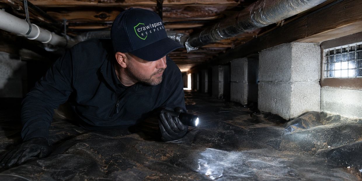 Professional crawlspace inspection evaluating moisture, humidity, and structural conditions.