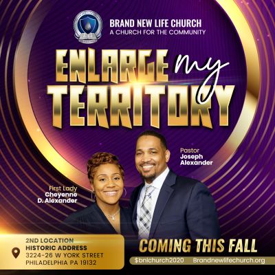 Church event poster featuring Pastor Joseph Alexander and First Lady Cheyonne D. Alexander.