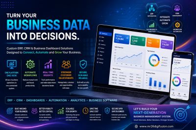 Business data software transforming data into actionable decisions.