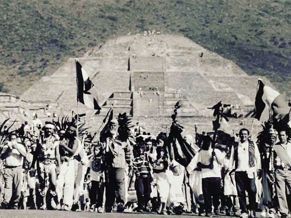 The 1992 Peace and Dignity Runners reached Teotihuacan in Central Mexico on October 12, 1992.