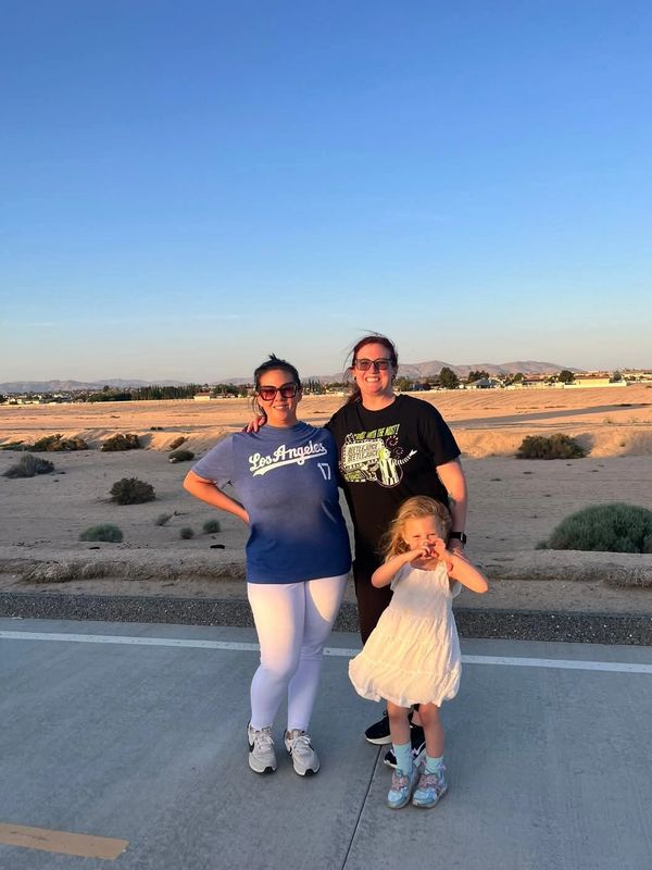 My dear friend,  Tiana in Cali with her sister & her daughter getting steps in