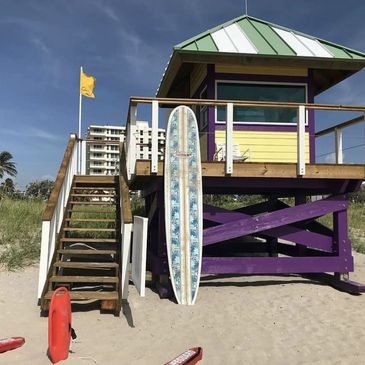 Classic Delray Beach Lifeguard tower. Recognizable with its white and green roof.