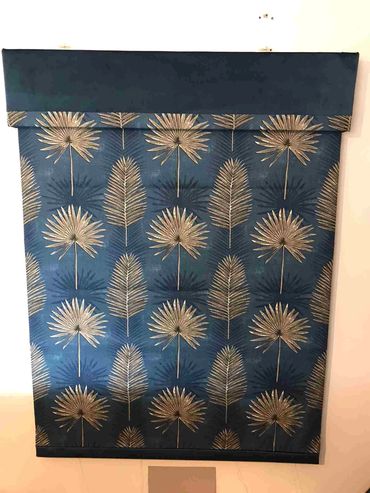 bespoke roman blind with a matching pelmet