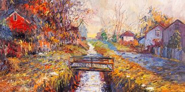 Bucks County Foot Bridge - 50x50, George Gallo, American Filmmaker and Impressionist