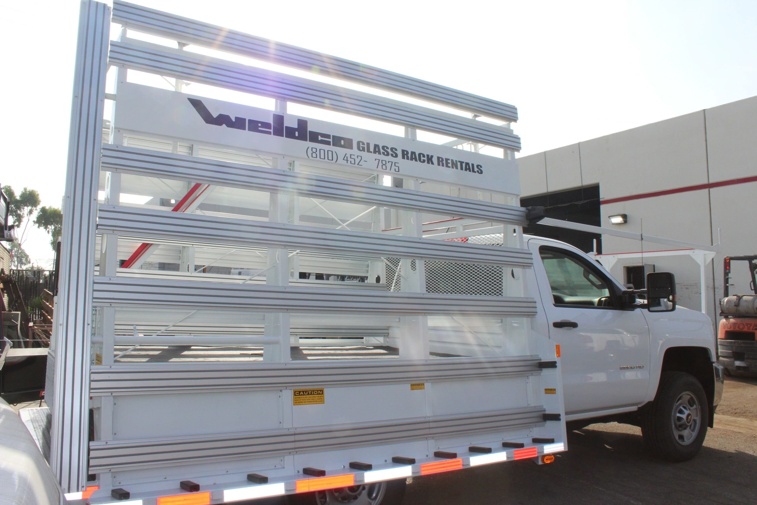 weldco glass rack rental truck