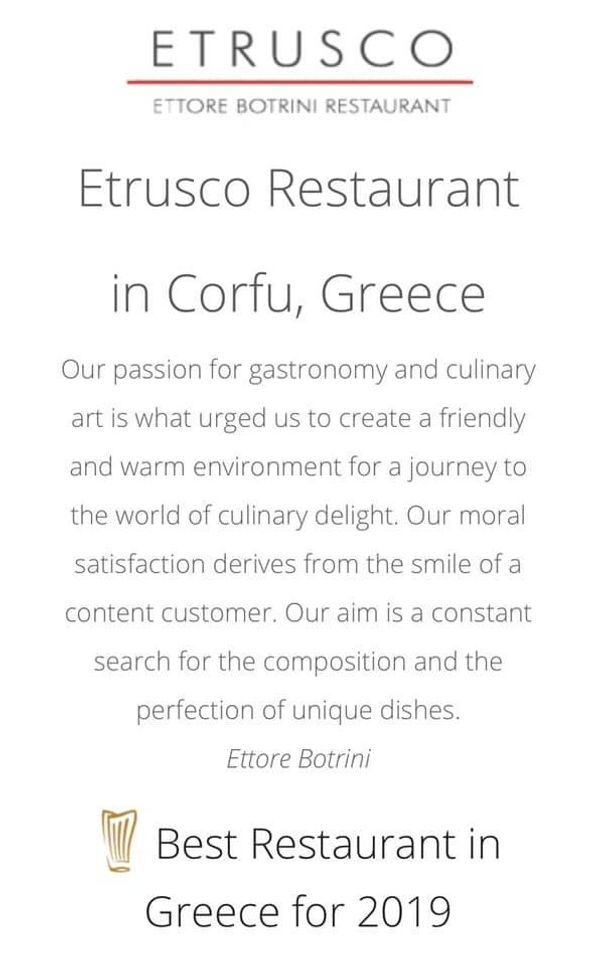 Michelin Star Restaurant, Etrusco, Corfu, Greece