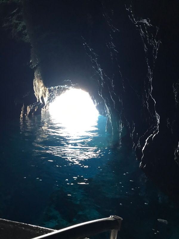 Exiting the Blue Cave, Bisevo Island, Croatia