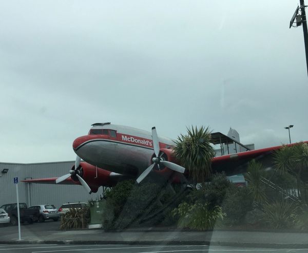 Taupo, New Zealand. McDonald's location that includes a decommissioned DC3 plane you can eat in.  