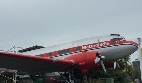 Taupo, New Zealand. McDonald's location that includes a decommissioned DC3 plane you can eat in.  
