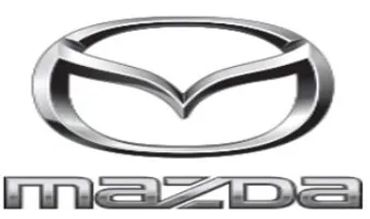 The silver Mazda logo above the brand name in stylized letters.