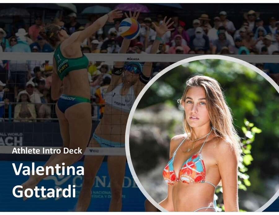 Valentina Gottardi in athletic and casual beach volleyball scenes.