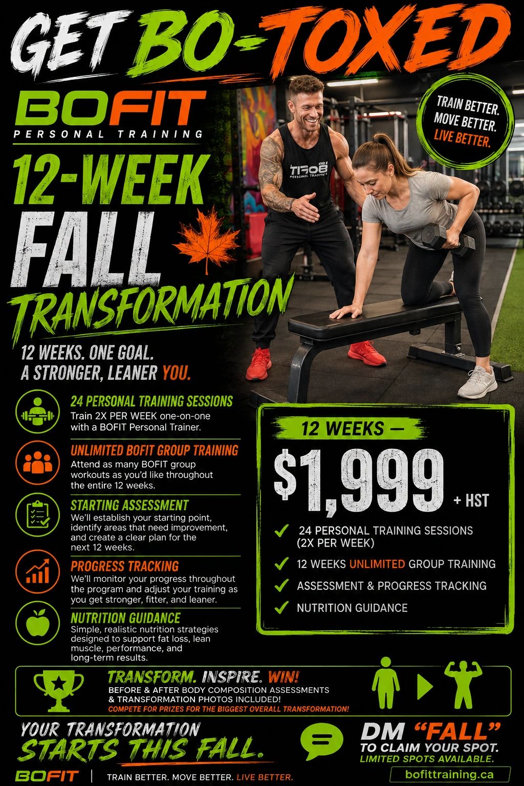 12-week fall personal training transformation program at BOFIT.