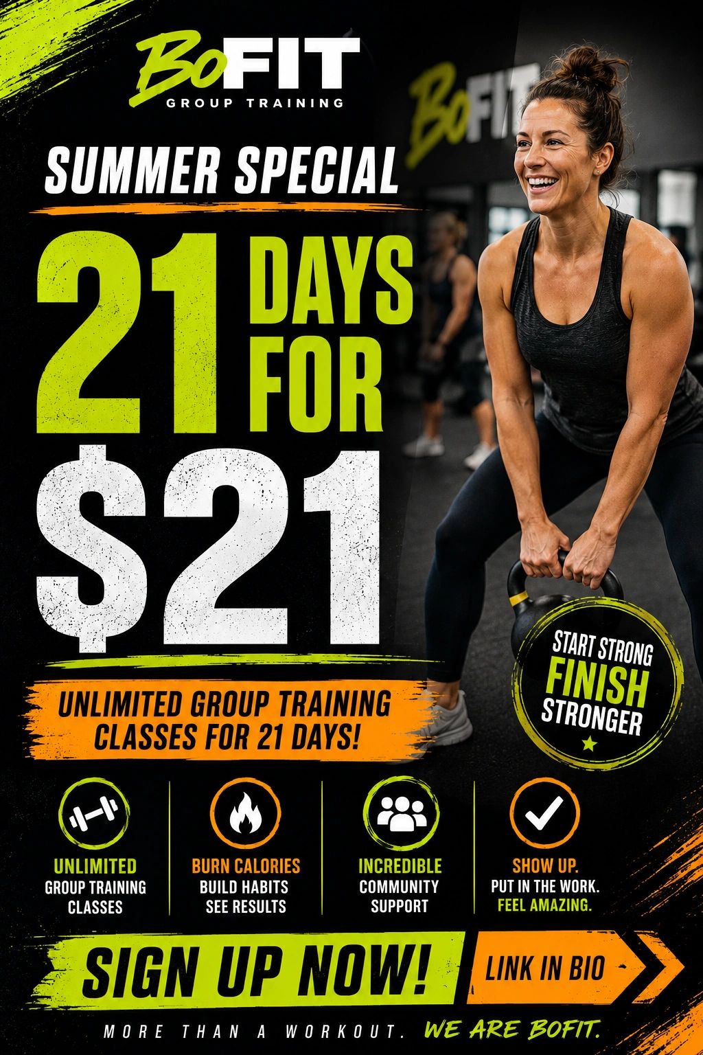 BoFIT summer special: 21 days of unlimited group training for $21.