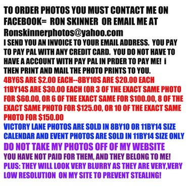 Instructions for ordering photos via Facebook or email with pricing details and usage warnings.